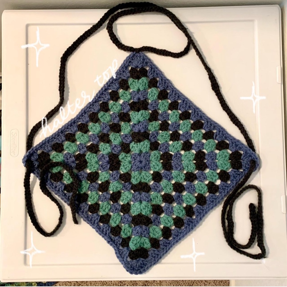 handmade crochet granny square halter top